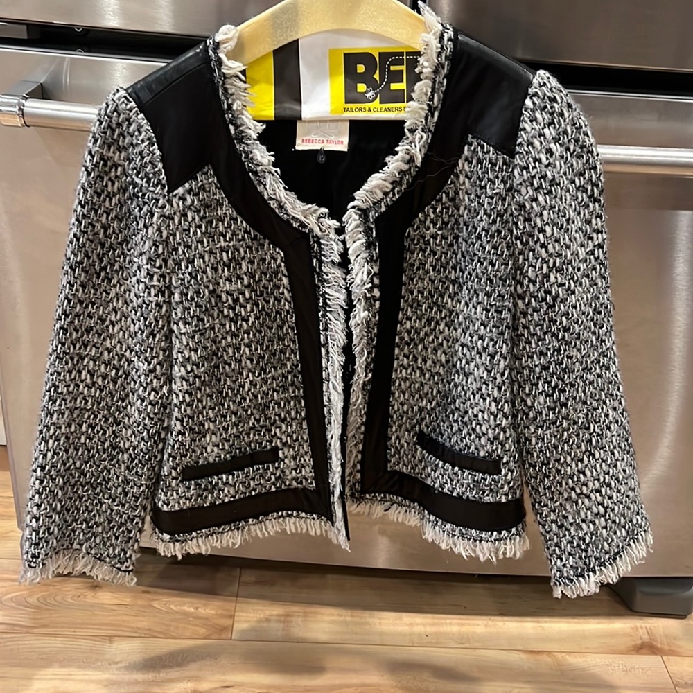 Rebecca Taylor Tweed & Leather Jacket